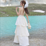 Design Sense Niche Sleeveless Hanging Neck Dress Fairy Summer Seaside Holiday Dress