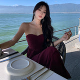 French Folding Temperament Light Windy Beach Thoracic Cake Dress Press Folds High-End Feel Dress Dress