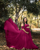 Women's Silk Cotton With Chiffon Pregnant Women Floating Tail Fluttering Sleeves Of The Dress Photo Dress 1209 Maternity