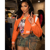 Long Sleeves Short Button Baseball Uniform Summer New Fashion Hottie Jacket Woman DJPT