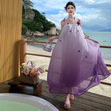 Holiday Purple Sling Dress Women's Summer 2025 New Loose Thin Gentle Temperament Fairy Dress