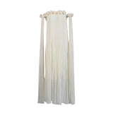 2025 New One-Word Three-Dimensional Flowers Splicing Shoulder Sexy Long Folding Long Folded Skirt Woman