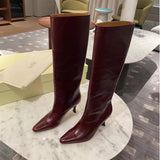 Leg Long Pointed High Cylinder Elastic Boots Super High And Knight Boots Size But Knee Thin Long Boots Woman High Quality Shoes