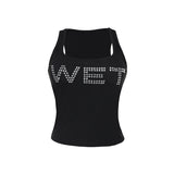 Summer 2025 New Women's Clothing Street Hot Girl Sexy Diamond Diamond Vest Top Girl DJPT