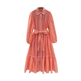 Plus-Size Single-Clip Dress 2025 New Collar Lantern Sleeve With Inner-Line Dress Women's Summer