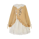 Design Sunflower Poetry Chinese Style Improve The Chinese Element Of Women's Coat Dress Set 7021