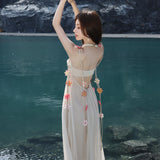 Thin Sling Dress Women's Summer Seaside Vacation Word Collar Sleeveless Beach Dress