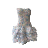 Famous Flower Flower Rose Flower Retro Heavy Industry Waist-Meared Bra Dress 2025 New Lotus Leaf Dress Women's Summer