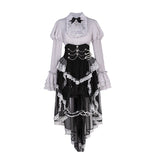 Teased Original Gray Fairy Tale Lolita Woman Lolita Hair Card Blouse Short Skirt Cute Set 6974