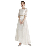 Dress 2025 New White Fashion Long Slim Slim Elegant Banquet Host Fashion Dress