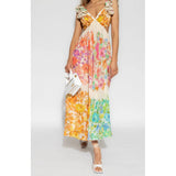 Women's New V-Neck Waist Thin Long A-Character Printed Dress HZ0628