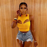 Sexy Exposed Breast Blouse 2025 Summer New Pure Color Hollowed-In Waistcoat Woman DJPT