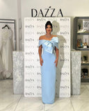 Blue Word Shoulder Banding Dress Dubai Elegant Famous French Evening Dress