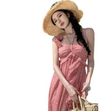 Neck Sleeveless Dress Dress Women Summer Niche Design Feeling Seaside Vacation Lotus Side Sling Skirt
