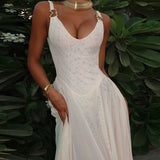 Autumn 2025 New Sexy Dress Famous Style Temperament Holiday Body Mesh Dress A Swing Dress DJPT