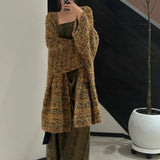 Autumn Yellow Striped Lazy Knitted Cardigan High Sense Gentle Loose Coat