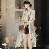 Pavilion Original Leisure Moment Lolita Girl Lolita Half Skirt Sling Skirt Cute Sweet Suit 7240