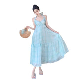 Travel To Take Pictures Of Beach Dress Temperament Bare Back Hanging Neck Hanging Dress Summer Seaside Holiday Fairy Dress