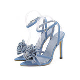 Word With Water Drill Rose Flower French Temperament Sexy High Heels Sandals Women Women Sandals High Quality Shoes