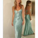 Women's New V-Necked Sling Dress With Sleeveless Dress HZ0628