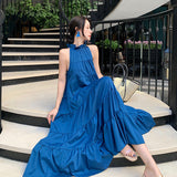 New Sanya Seaside Women's Beach Dress High-End French Temperament Hanging Neck Holiday Dress