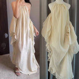 Leaf Loose Hanging Neck Hanging Dress Women Summer Lazy Holiday Style Dress Lot