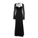 Small Sexy Lace Splicing Dress Dress Dress Woman Fashion Temperament Straight Fork Dress DJPT