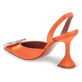 Orange Sardine Slingbacks High-Heeled Banquet Fashion Singles Tip-Tip And Water Drill Buckle High Quality Shoes