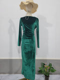 Aristocratic Velvet Body Sexy Waist Irregular Dress Dress Dress Woman