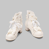 Bow Lotus Leaf Side With Short Boots Princess Boots Lolita Women Boots Coarse And Boots 28-43 Boots High Quality Shoes