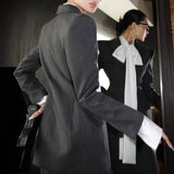 Sanguan Temperament Fashionable Gray Blazer Half-Dress Three-Piece Set 2024 New