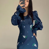 Comfortable And Stylish Printed Horn Sleeves With Long-Sleeved Dress