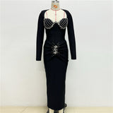 High-End Light Luxury Famous Wind Hot Diamond Banded With Dress Temperament Elegant Dress Dress Dress