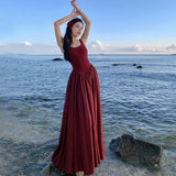 Tourism Wearing Bohemian Long Dress Dress To Take Pictures Of Sling Skirt Desert Red Skirt Women Summer