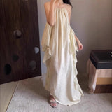 Leaf Loose Hanging Neck Hanging Dress Women Summer Lazy Holiday Style Dress Lot