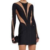 Of Small Black Dress Niche 2025 Autumn And Winter Fashion Trend Mesh Splicing Body And Hip Dress Skirt