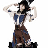 Teased Original Strangely Amused Inventor Lolita Drag-Tailed Blouse Shorts Sweet Set 7208