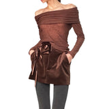 Starry Sky Flashing A Word On The Shoulder + Velvet Flower Half Skirt Two Sets 2024 New