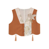 Goldfish Fireworks Chinese Wind Improvement Han Elements Women's Blouse Vest Skirt 8888