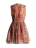 High-End Leopard Print Skirt 2025 Summer New Round Collar Diamond Waist Dress Dress Woman
