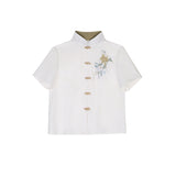 Design New Green Hanfu Women's Chinese Wind Shirt Back Skirt Two-Piece Set 8431