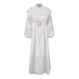 Temperament Fashion Elegant Style Dress 20254 New Collar Heavy Industry Embroidery Lotus Edge Lace Long