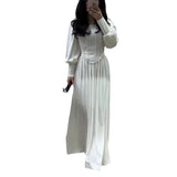 Women's Autumn New Lantern Tidly Sleeves Spliced Temperament Dress Dress Woman