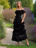 Holiday Style Dress 2025 Spring New Word Shoulder Tie With Thin Embroidery Temperament Fairy Dress