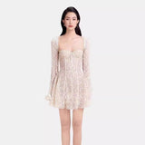2025 Fang Tangsu Strap Horn Sleeve A-Sided Lace Embroidery Skirt