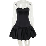 Autumn 2025 New Fashion Style Temperament Sexy Body-Scaring Folding A Swing Dress Woman DJPT