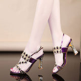 The Summer Of 2025, The New Water Drill Sandals Women's Sandal Slippers Fashion Elegant Coarse-Smolded Leather High Heels Wear High Quality Shoes