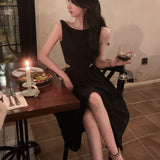 New French Tea Break Vest Dress Sexy Lumened White Splicing Sling Dress