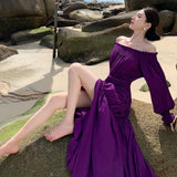 High-End Feel Shoulder-To-Shoulder Holiday Skirt Women's Summer Sexy Waist A-Shaped Long Skirt Thai Beach Skirt