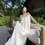 Sanya Beach Dress Seaside Holiday Dress Lazy Loose Thin Shoulder Dress Desert Photo